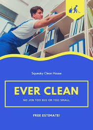 Blue Yellow Simple House Cleaning Services Flyer Templates By Canva