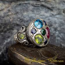 mixed gemstone pieces handmade ring