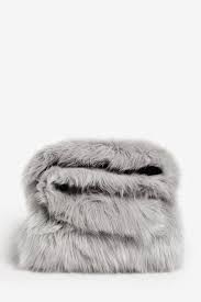 Buy Grey Long Faux Fur Throw From Next