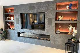 media walls combining a fireplace