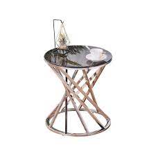 19 69 In Black Round Glass Top End Table Side Table For Living Room Tempered Glass And Gold Stainless Steel Frame