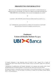 Qui ubi informazioni sulla banca unione di banche italiane società per azioni sede legale: Prospetto Ubi Banca