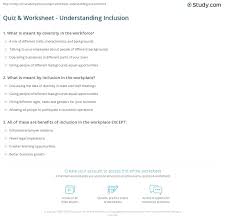 Apr 23, 2012 · give yourself one point for each correct answer. Quiz Worksheet Understanding Inclusion Study Com