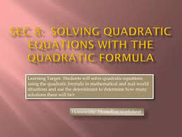 Solving Quadratic Equations