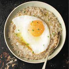 savory oatmeal with a basted egg recipe