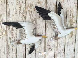 2 Metal Seagull Wall Plaques