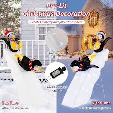 christmas penguin ice skating decor
