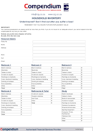 Household Inventory Checklist Template Compendium Download