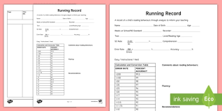 Reading Running Record Literacy Reading Assessment