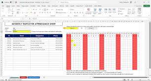 employees attendance sheet tracker in