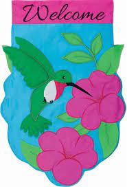Hummingbird Applique Decorative Garden Flag