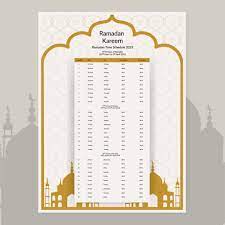 Ramadan Calendar Design 2023. Calendar Mockup template, Islamic Calendar  dua and time table schedule print ready vector illustration 17016998 Vector  Art at Vecteezy