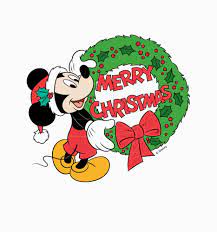 Merry Christmas - Mickey Mouse Holiday Wreath PNG Free Download - Files For  Cricut & Silhouette Plus Resource For Print On Demand
