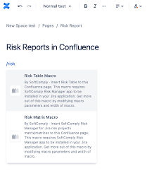how to report risks in confluence