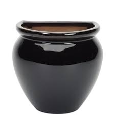 Black Glazed Wall Jar Pot Wp11