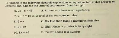 Algebraic Expressions Or Equations