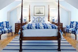 blue and white interiors living rooms