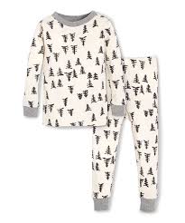 Burts Bees Baby Ivory Black Trees Organic Cotton Pajama Set Newborn Infant