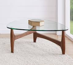 Round Glass Coffee Table Wood Base