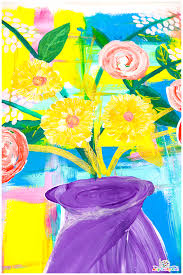 easy flowers in a vase painting idea