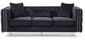 glory furniture paige black velvet sofa