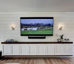 Reclaimed wood & lacquer media console (70). Floating Media Cabinet By Design Directions Basement Tv Rooms Floating Media Cabinet Living Room Tv Wall