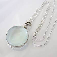 Clear Glass Locket Pendant Necklace Or