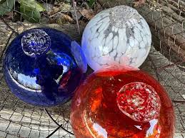Red White Blue Blown Glass Balls Set