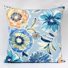 Blue Fl Outdoor Pillow Cover Blue