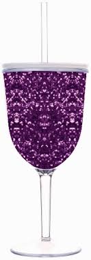 Acrylic Wine Glass Purple Glitter