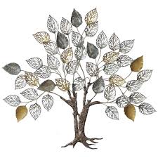 murale en métal arbre larges feuilles