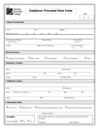 Fillable Online Gpc Employee Personal Data Form Georgia