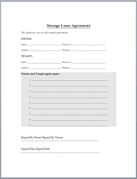 Storage Lease Agreement Template Microsoft Office Templates
