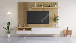 tv is mounted on a wooden wall
