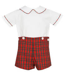 Petit Bebe Baby Toddler Boys Red Holiday Plaid Button On