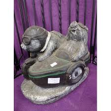 Motorbike Sidecar Heavy Garden Ornament