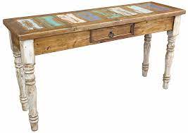 painted wood sofa table with white