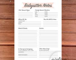 Babysitter Checklist Etsy