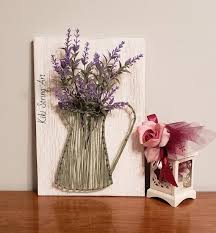 String Art Lavender Flowers Rustic Vase