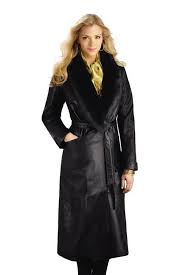 Black Leather Trench Coat With Fur Collar