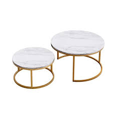 Gold Metal Outdoor Coffee Table Marble