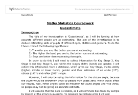 Edexcel GCSE Statistics Coursework   GCSE Maths   Marked by     Gcse statistics coursework plan sample