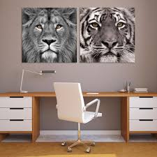 Lion Tiger Glass Wall Art Printed