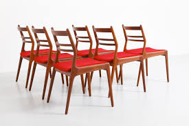 set of 6 dining chairs with red fabric