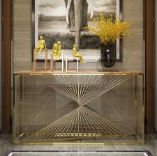 Glass Console Table Gold Modern Style