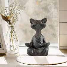 Meditation Black Cat Resin Ornament