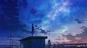 stargazing starry night sky anime
