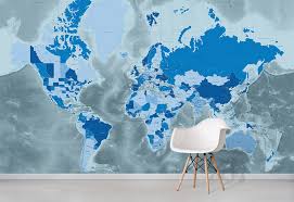 Cool Blue World Map Wallpaper World