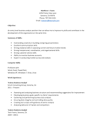 Free Entry Level Business Analyst Level Resume Template Sample