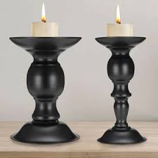 2pcs Vintage Carved Pillar Candle Holder Candlesticks Stand Wedding Party Decor Black Sale Banggood Com